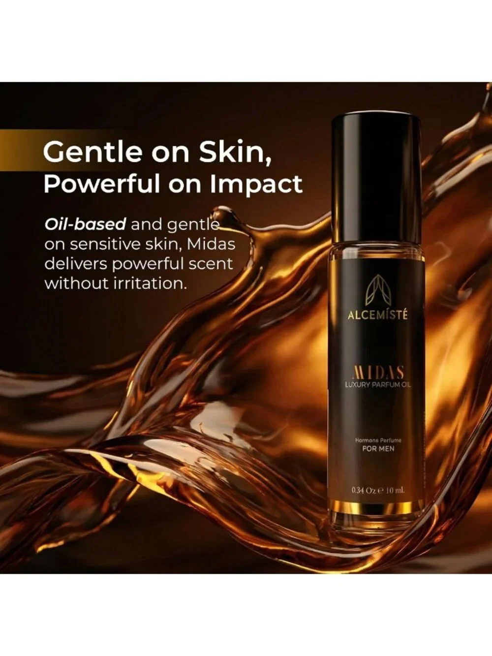 Travel Size Pheromone Cologne for Men - Long-Lasting Oil-Based Perfume, Amber